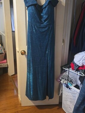 Morgan & Co. Blue Shimmer Prom Dress